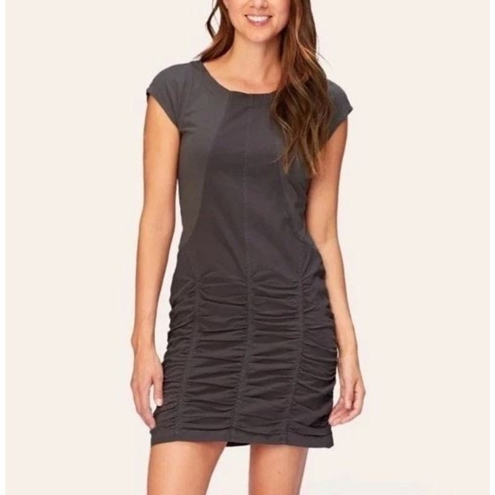 XCVI Wearables Womens Size Small Aviana Dress Black Ruching Cap Sleeve Short
